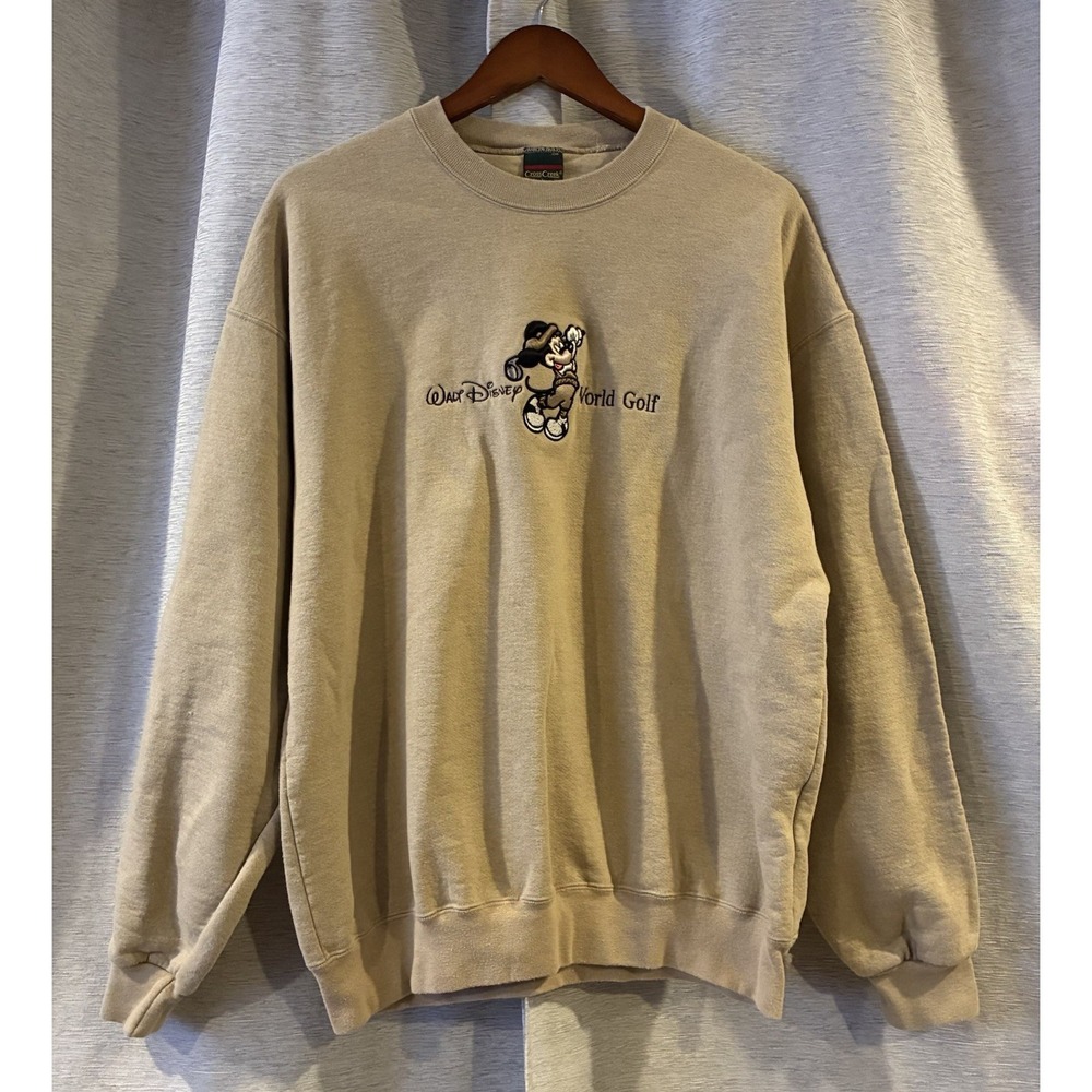Vintage‎ Mickey Golf Sweatshirt Beige Size Large Disney 90s